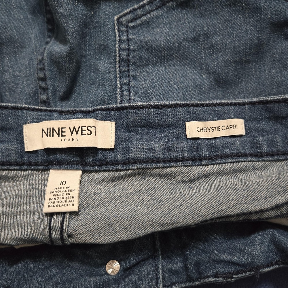 Nine West Capri Jeans Womens 10 Blue Medium Wash Mid Rise Chrystie Stretch Denim - Picture 4 of 9